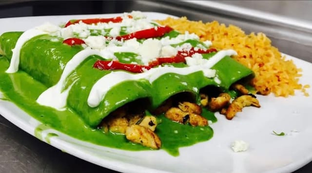Chicken & Spinach Enchiladas.